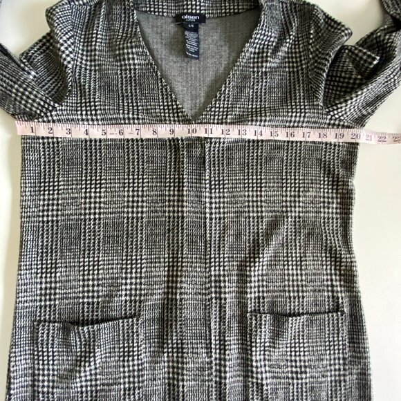 Olsen Gray & Black Houndstooth Long Cardigan Sz 6 - Picture 7 of 15